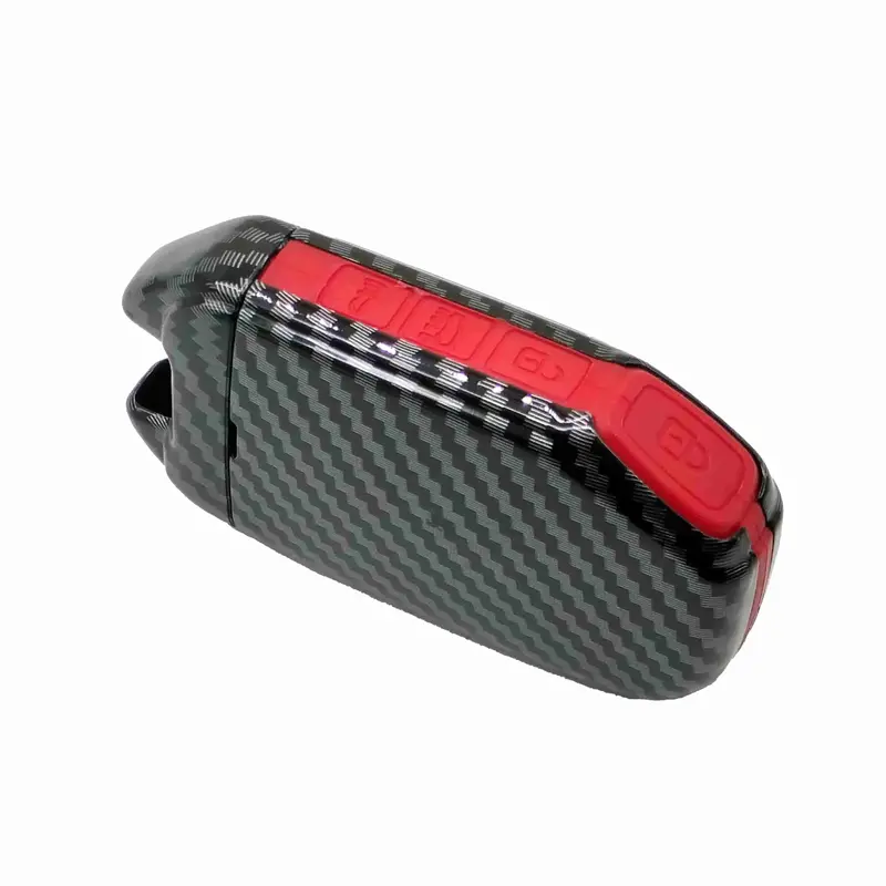 Kia Alpha Keyless Plastic Protection Key Cover 4 Buttons 2019 - 2025 - Carbon Fiber With Red Pvc 2