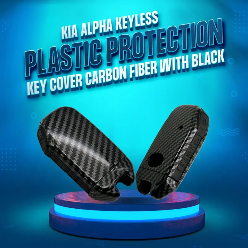 Kia Alpha Keyless Tpu Key Cover Black Pvc 4 Buttons 2019 - 2025 - Carbon Fiber - Full Cover Remote Case 1