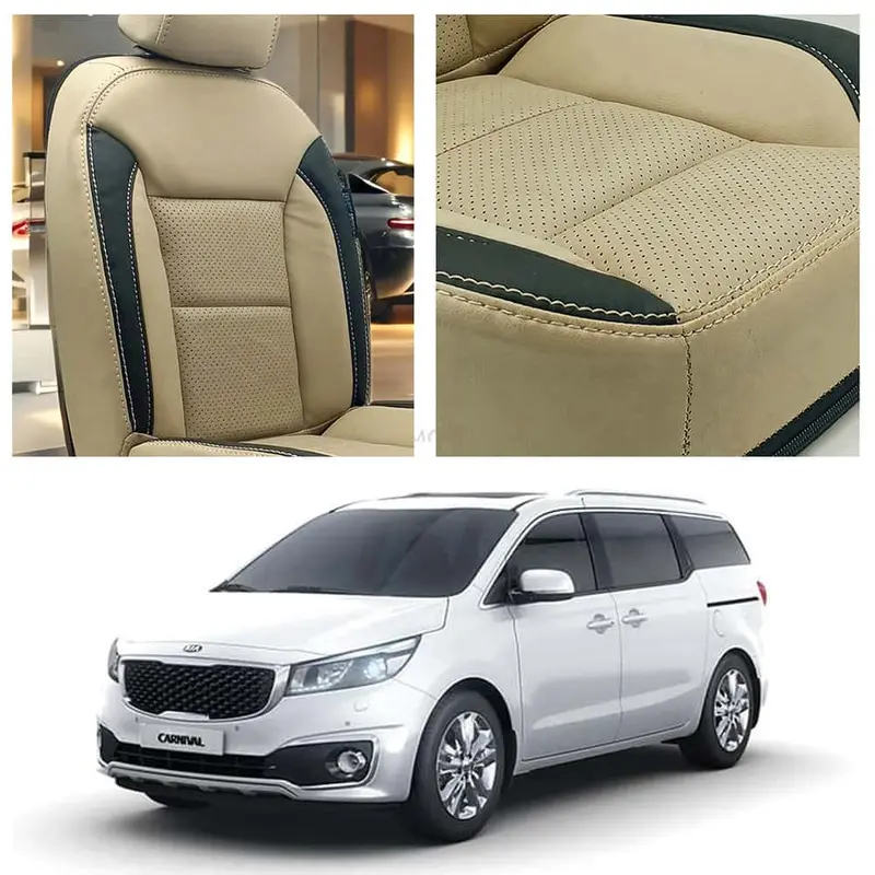 Kia Grand Breathable Beige Black Seat Covers 2019-2024 1