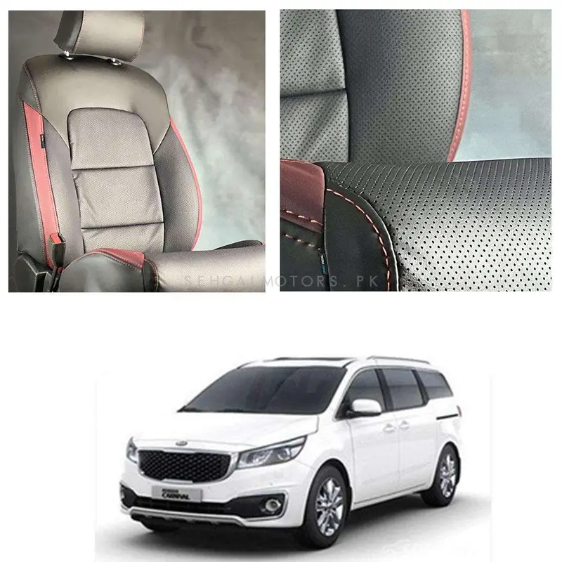 Kia Grand Carnival Breathable Black Red Seat Covers 2019 - 2025 1