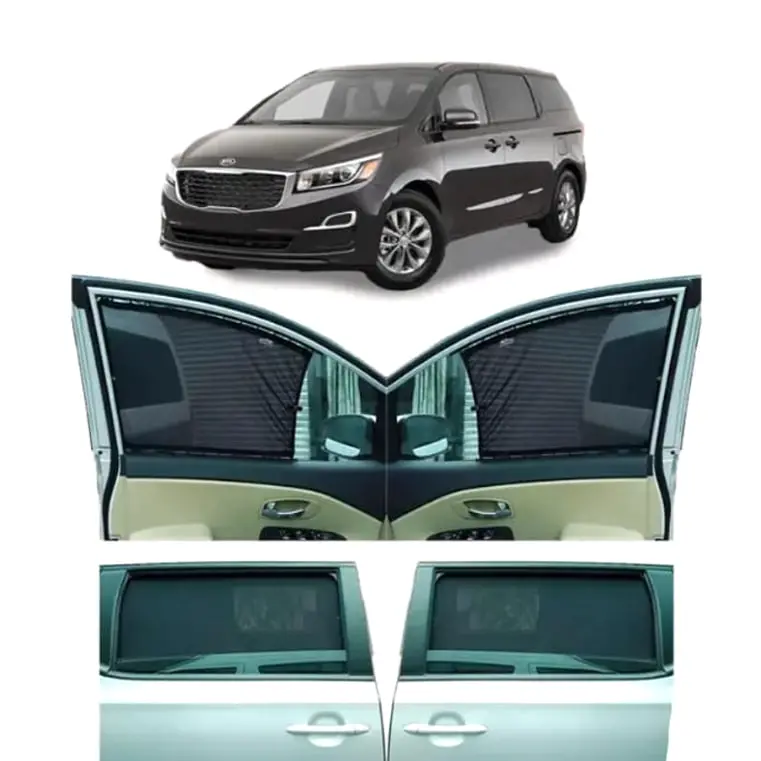 Kia Grand Carnival Custom Fit Retractable Curtains 4 Pcs 2019 - 2025 - Sun Shade - Parda 2