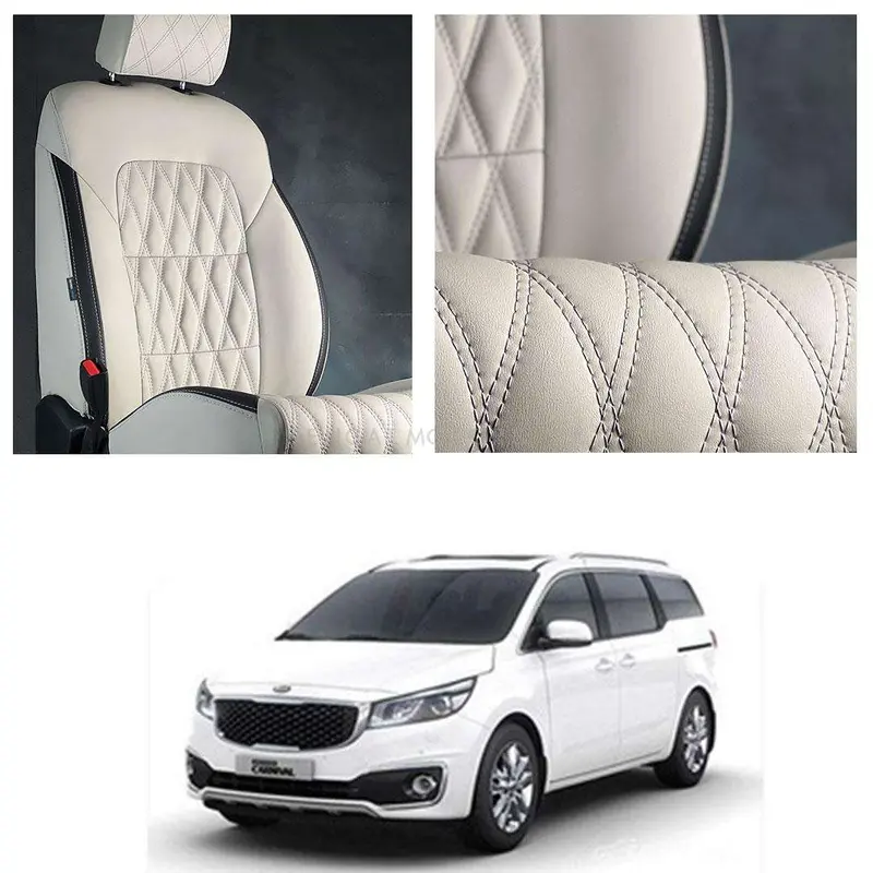 Kia Grand Carnival Diamond Cut Beige Black Seat Covers 2019 - 2025 1