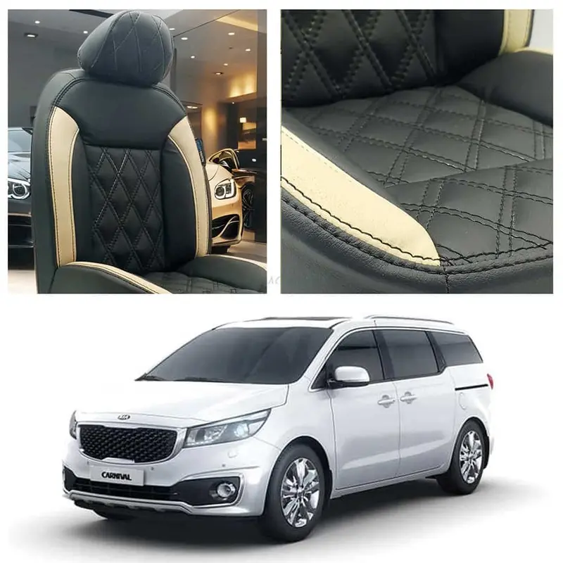 Kia Grand Carnival Diamond Cut Black Beige Seat Covers 2019 - 2025 1