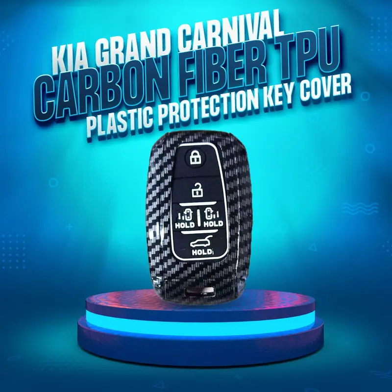 Kia Grand Carnival Plastic Protection Key Cover Carbon Fiber 2019 - 2025 - With Black Pvc 1