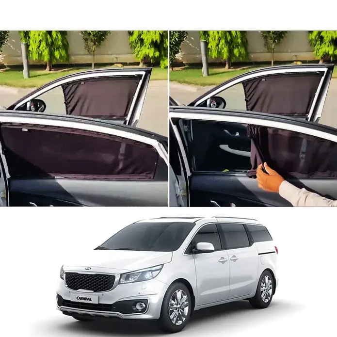 Kia Grand Carnival Retractable Curtains Front 2 Pcs 2019 - 2025 - Custom Fit Sunshades 1
