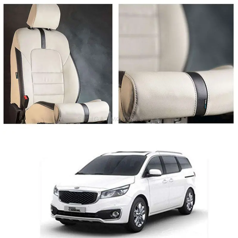 Kia Grand Carnival Type R Beige Black Seat Covers 2019 - 2025 1