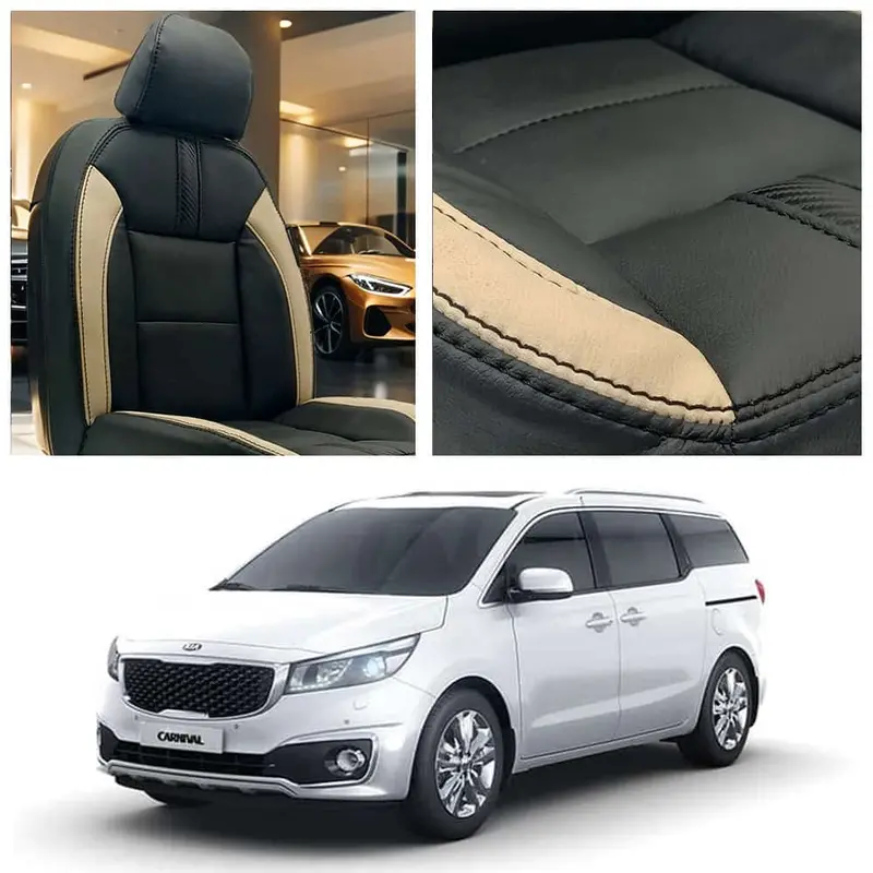 Kia Grand Carnival Type R Black Beige Seat Covers 2019 - 2025 1