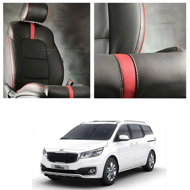 Kia Grand Carnival Type R Black Red Seat Covers 2019 - 2025 1