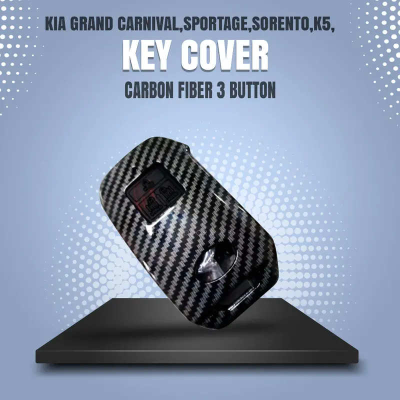Kia Grand Carnival,Sportage, Sorento ,K5 Key Case Cover - Carbon Fiber 3 Button - Replacement Casing 1