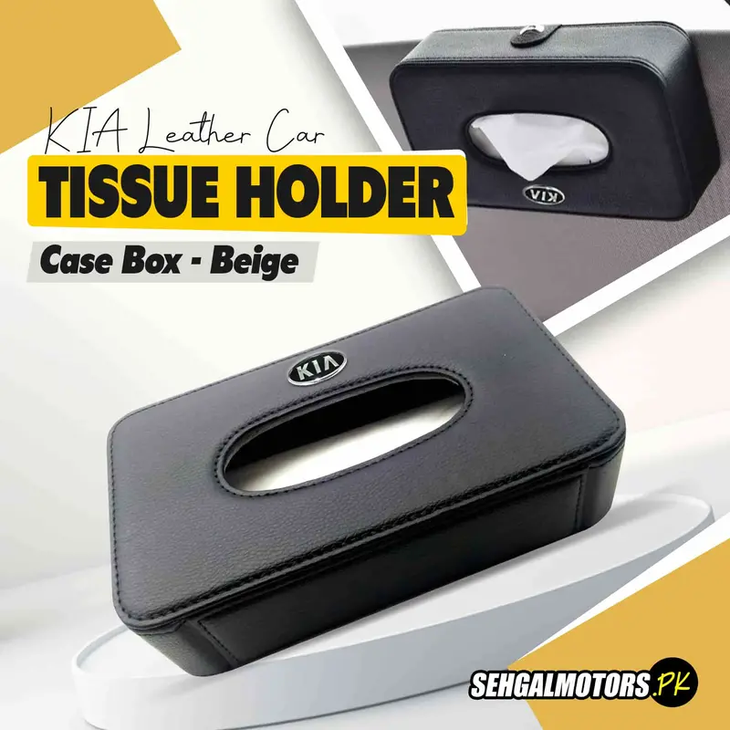 Kia Leather Car Sun Visor / Sunshade Tissue Holder Case Box - Black 1
