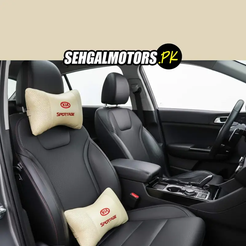 Kia Logo Car Neck Rest Headrest Pillow Cushion Beige Colour - 2Pcs 2
