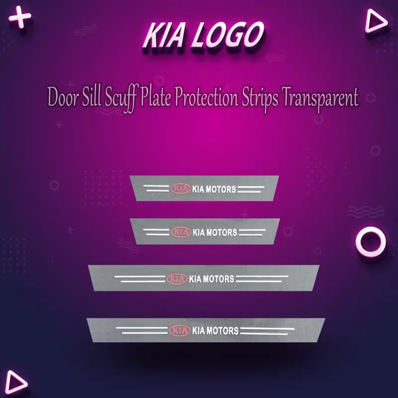 Kia Logo Door Sill Scuff Plate Protection Strips Transparent 1