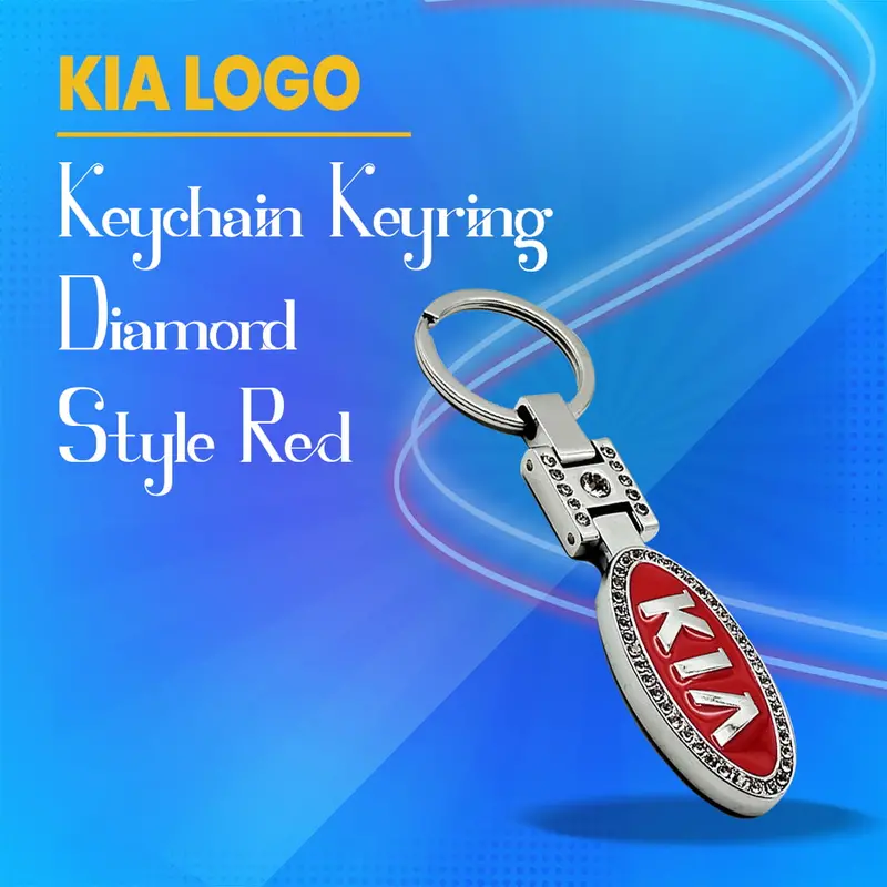 Kia Logo Keychain Keyring Diamond Style - Red 1