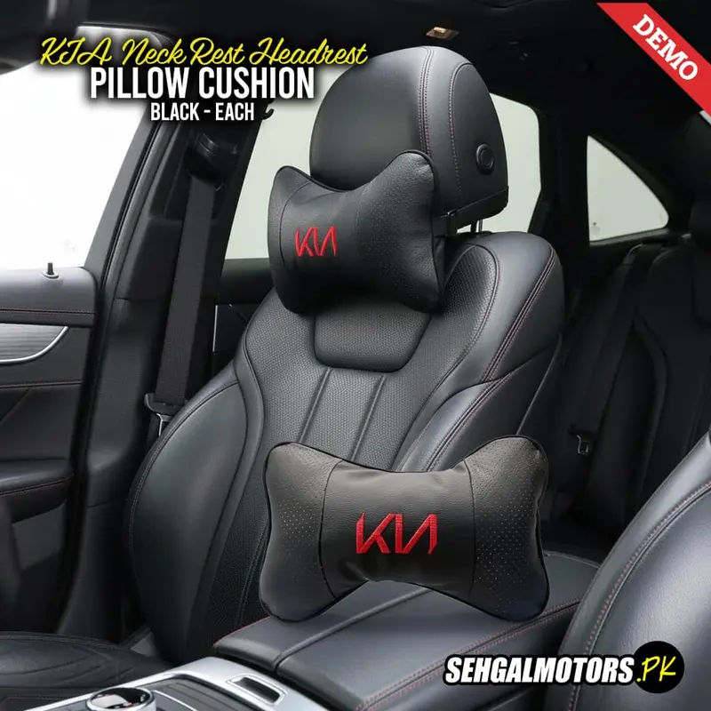 Kia Logo Neck Rest Headrest Pillow Cushion Black - Each 1