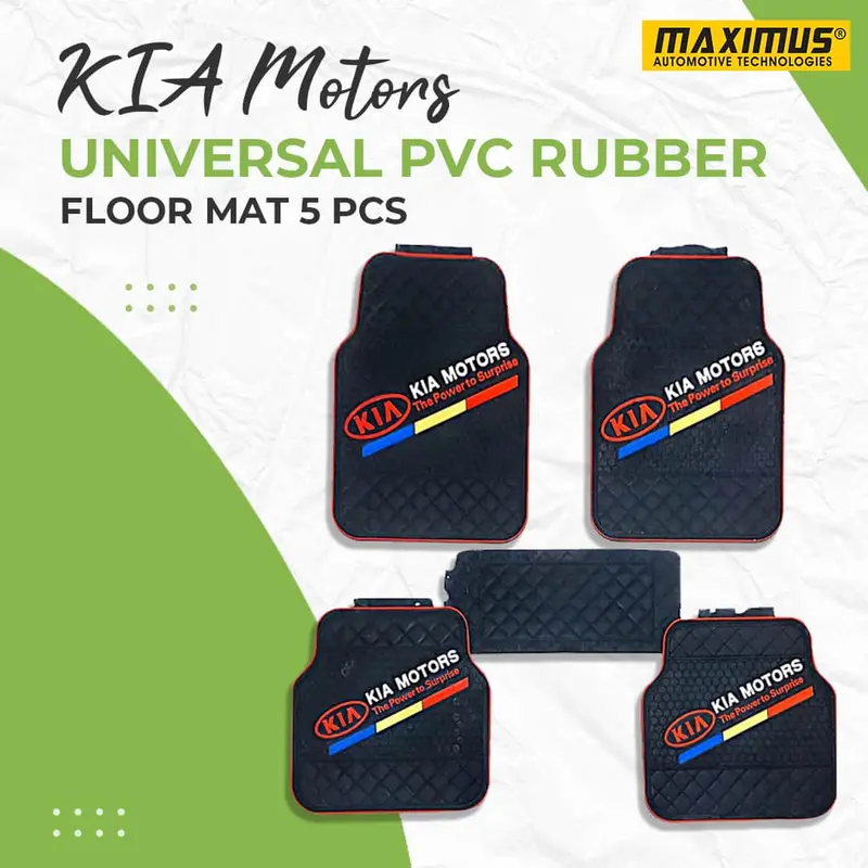 Kia Motors Universal Pvc Rubber Floor Mat Mix Design 5 Pcs - Foot Mat For Car 1