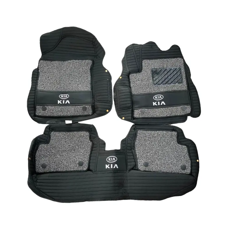 Kia Picanto 10D Lining Floor Mats Black With Grey Grass 2019 - 2025 - Mix Thread 3 Pcs 2