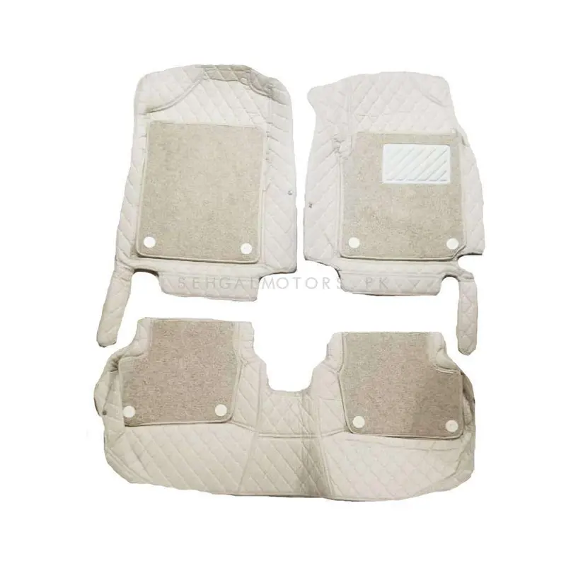 Kia Picanto 9D Floor Mats Mix Thread Grass 3 Pcs 2019 - 2025 - Beige With Beige 2