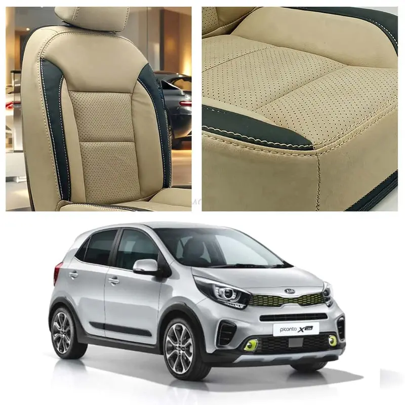 Kia Picanto Breathable Beige Black Seat Covers 2019 - 2025 1