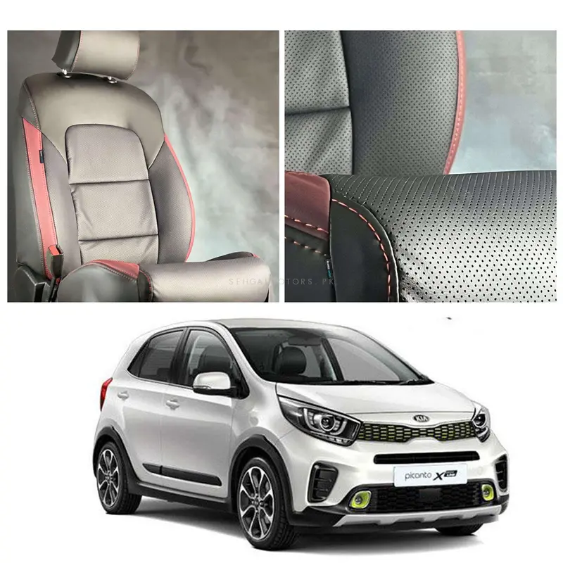 Kia Picanto Breathable Black Red Seat Covers 2019 - 2025 1
