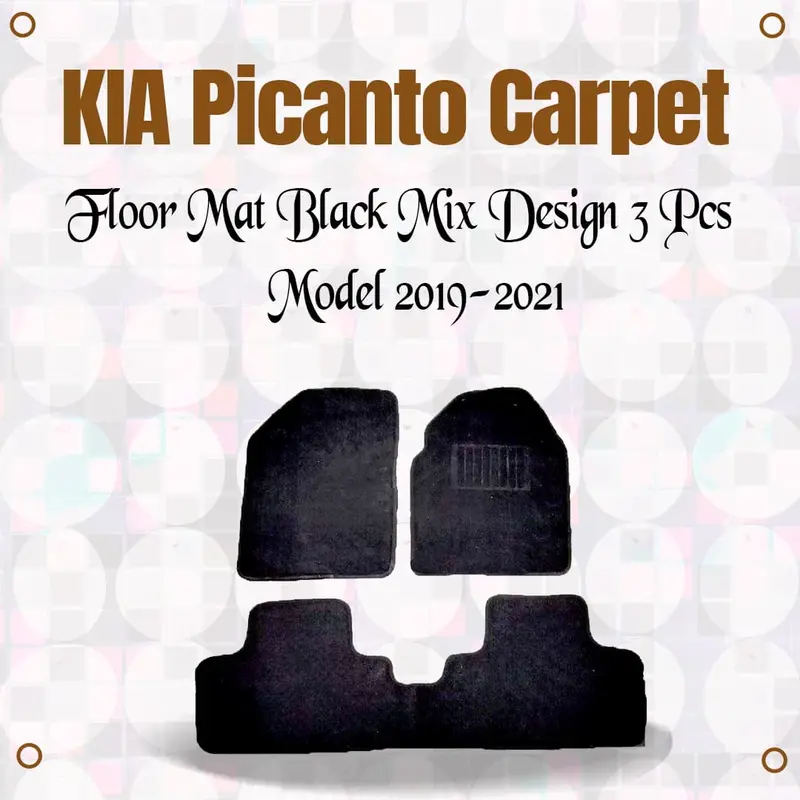 Kia Picanto Carpet Floor Mat Black Mix Design 3 Pcs 2019 - 2025 1