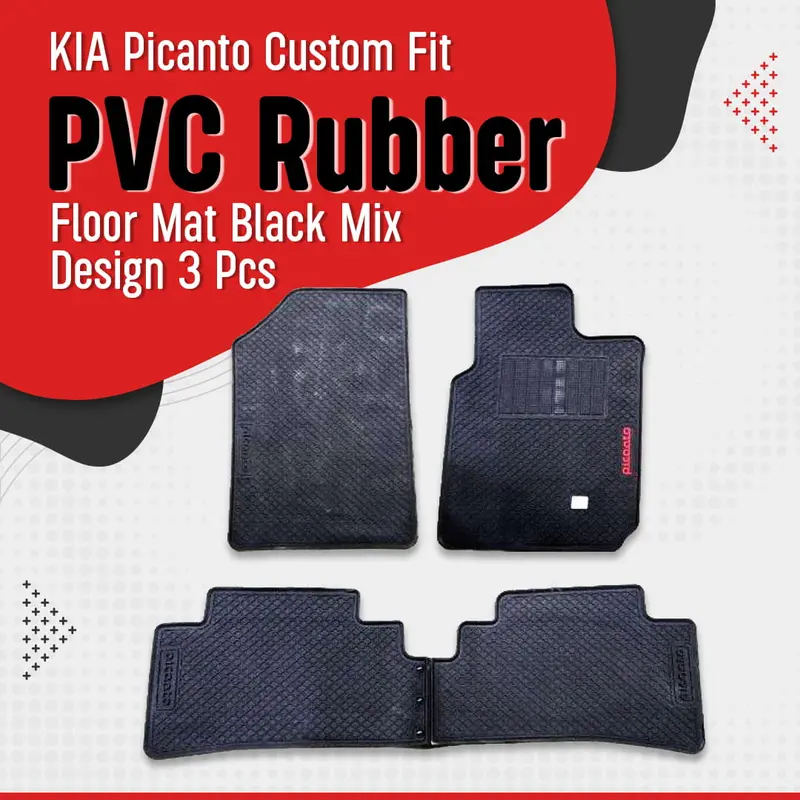 Kia Picanto Custom Fit Pvc Rubber Floor Mat 2019 - 2025 - - Black Mix Design 3 Pcs 1