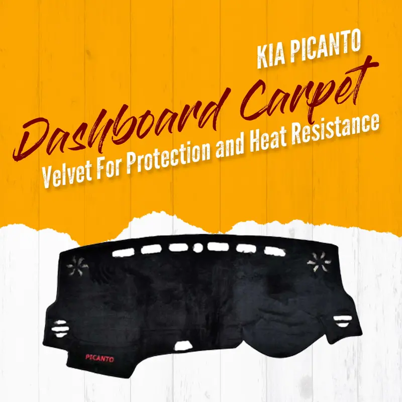 Kia Picanto Dashboard Carpet Velvet Black 2019 - 2025 - For Protection And Heat Resistance 1