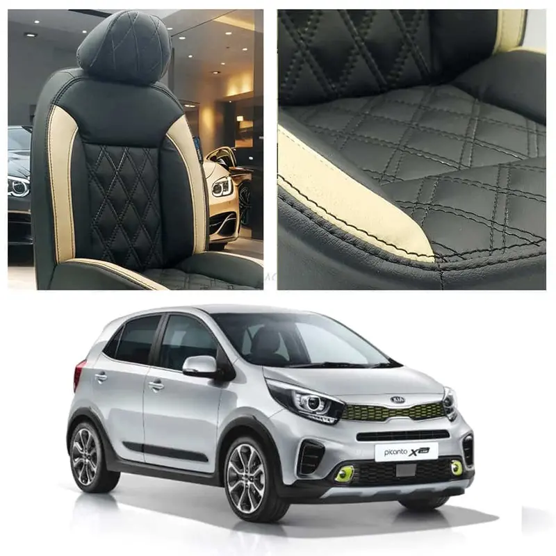 Kia Picanto Diamond Cut Black Beige Seat Covers 2019 - 2025 1