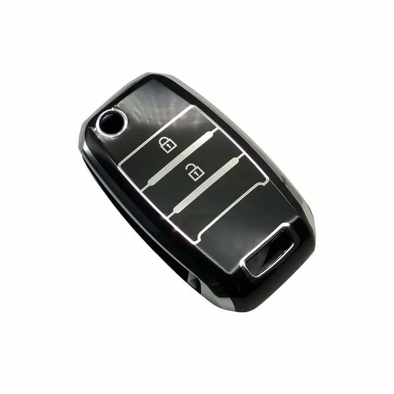 Kia Picanto Jack Knife Tpu Key Cover Black/Chrome 2 Button 2019 - 2025 2