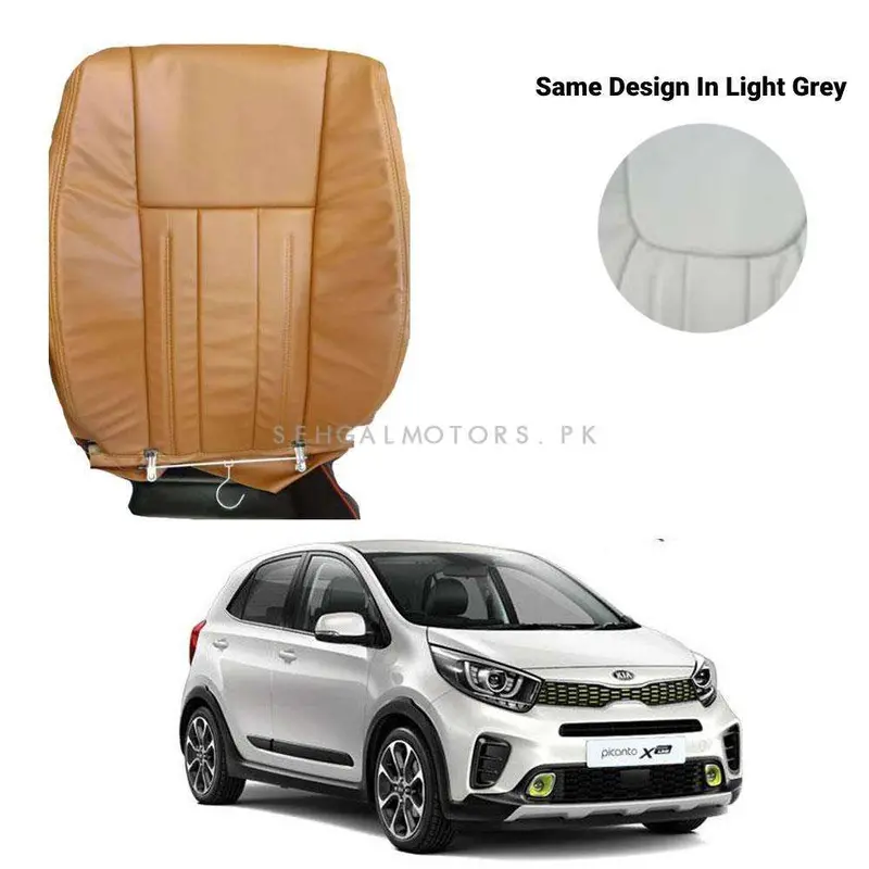 Kia Picanto Japanese Rexine Seat Cover Audi Design 2019 - 2025 - White Grey 1