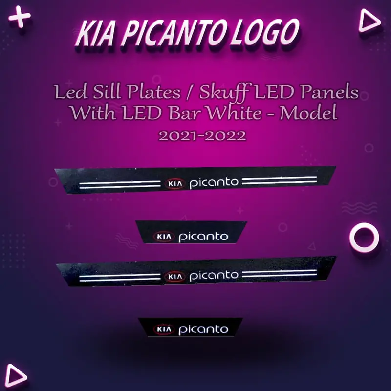 Kia Picanto Led Sill Plates / Skuff Led Panels With Led Bar 2019 - 2025 - White 1