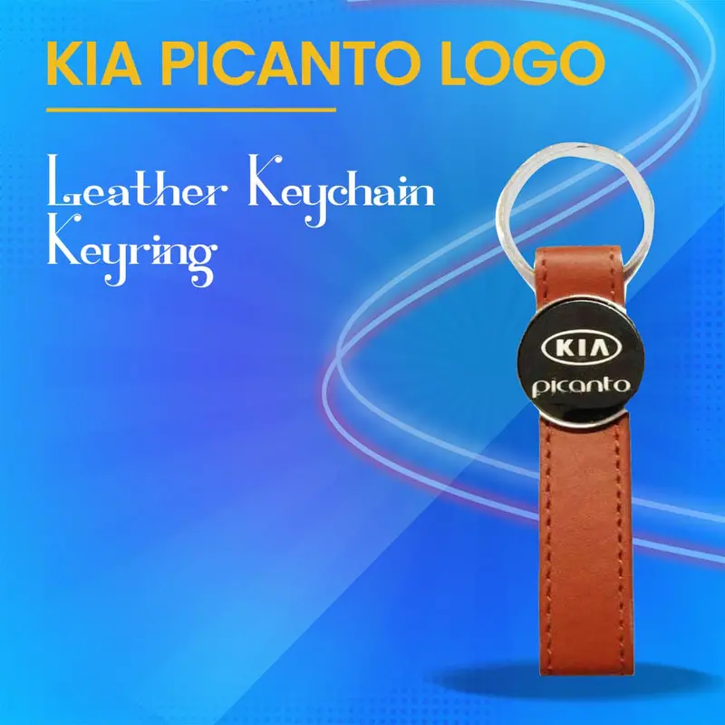 Kia Picanto Logo Leather Keychain Keyring 2019 - 2025 - Key Chains 1