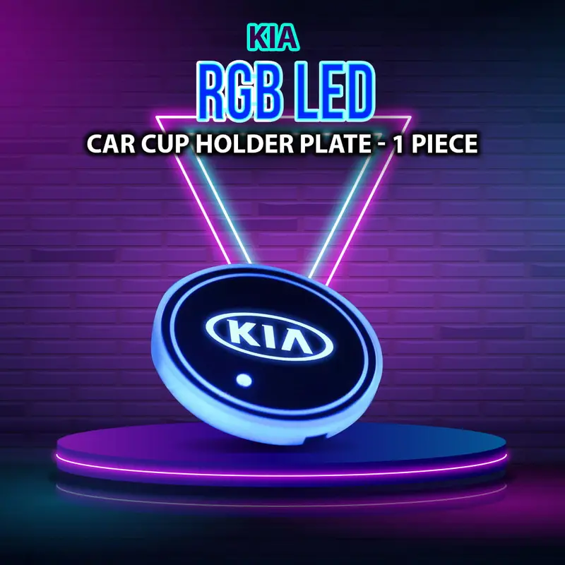 Kia Rgb Led Car Cup Holder Plate - 1 Piece - Glass Cup Coaster Car Rgb Led Cup Holder Mat Pad Coaster Rechargeable 1