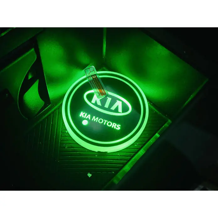 Kia Rgb Led Car Cup Holder Plate - 1 Piece - Glass Cup Coaster Car Rgb Led Cup Holder Mat Pad Coaster Rechargeable 2