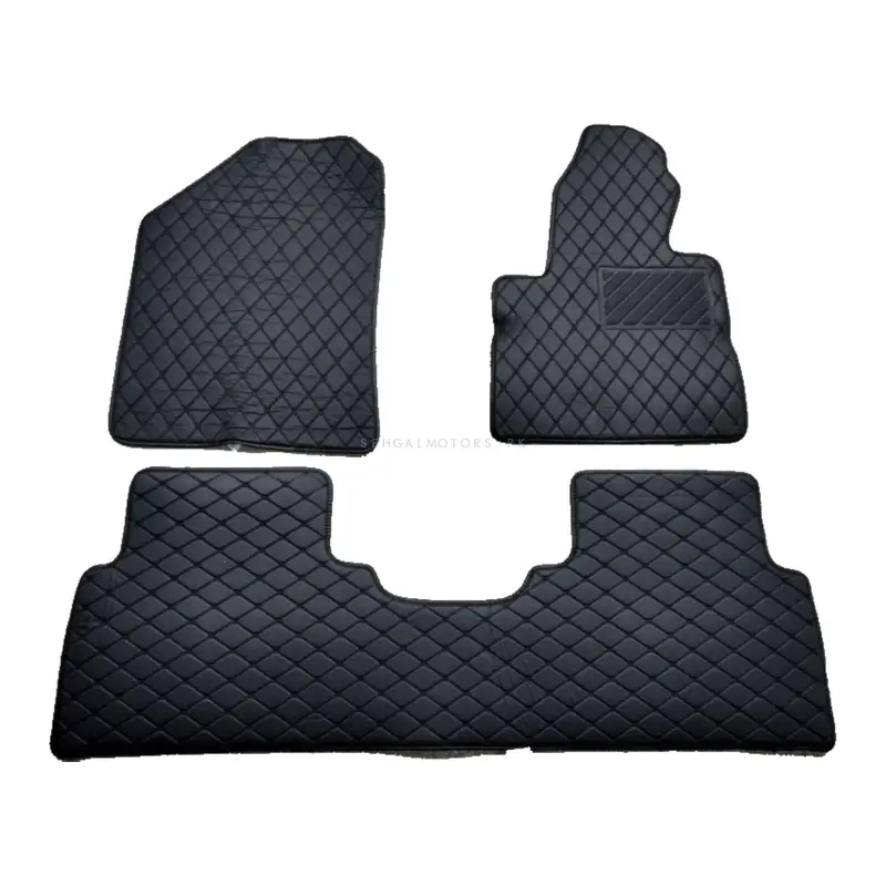 Kia Sorento 7D Eco Floor Mats Black Stitched Multi Color Thread 3 Pcs 2021 - 2024 2