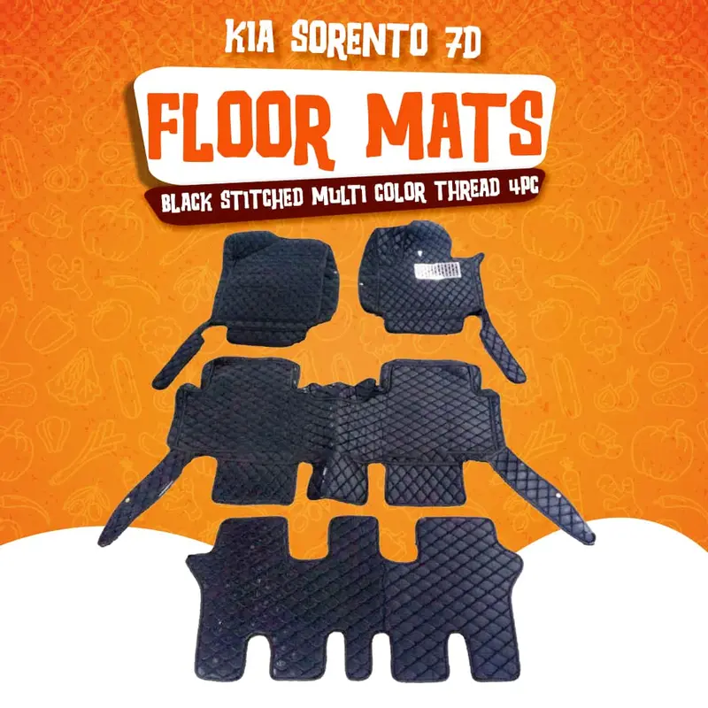 Kia Sorento 7D Floor Mats - Black - 4 Pcs 2021 - 2024 1