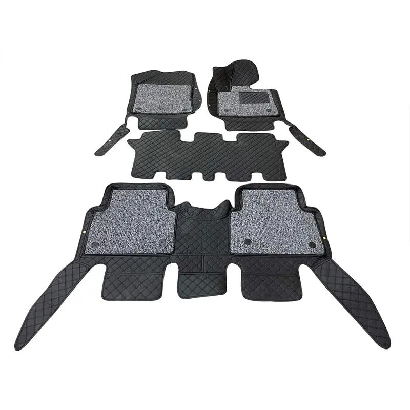 Kia Sorento 9D Floor Mats Black With Grey Grass 4 Pcs 2021 - 2024 - Mix Thread 2