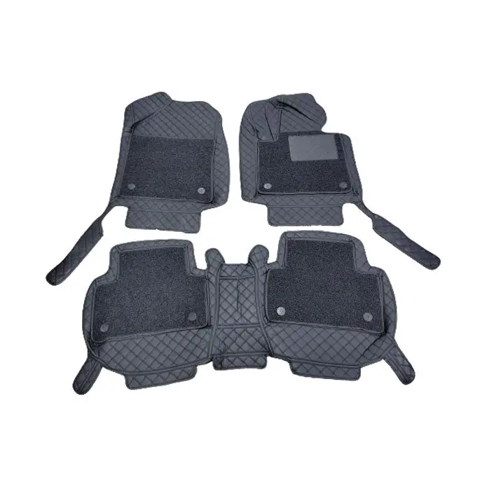 Kia Sorento 9D Floor Mats Mix Thread 3 Pcs 2021 - 2024 - - Black With Black Grass 2