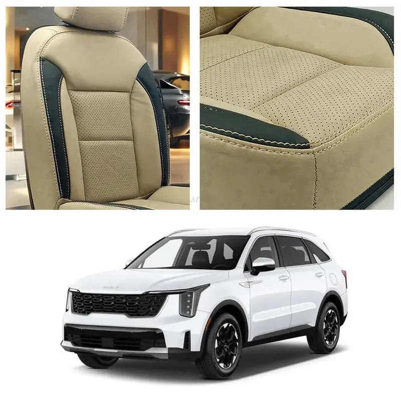 Kia Sorento Breathable Beige Black Seat Covers 5 Seaters 2025 - 2026 1