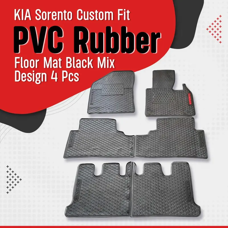 Kia Sorento Custom Fit Pvc Rubber Floor Mat Black Mix Design 2020 - 2026 - 4 Pcs 1