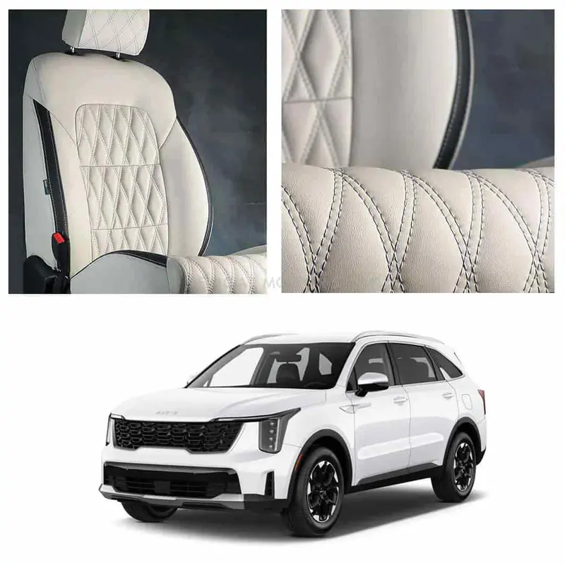 Kia Sorento Diamond Cut Beige Black Seat Covers 5 Seaters 2025 - 2026 1