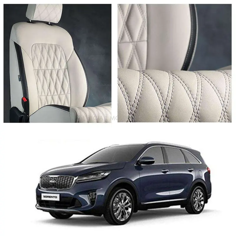 Kia Sorento Diamond Cut Beige Black Seat Covers 7 Seater 2021 - 2024 1