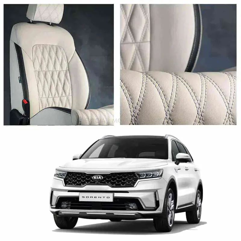 Kia Sorento Diamond Cut Beige Black Seat Covers 7 Seaters 2025 - 2026 1