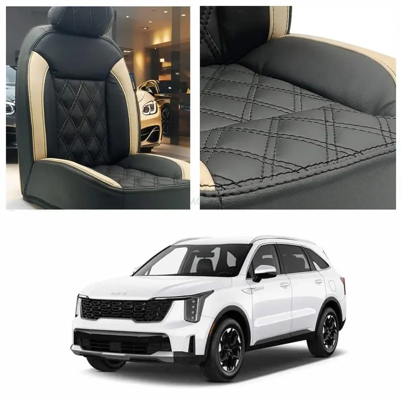 Kia Sorento Diamond Cut Black Beige Seat Covers 5 Seaters 2025 - 2026 1