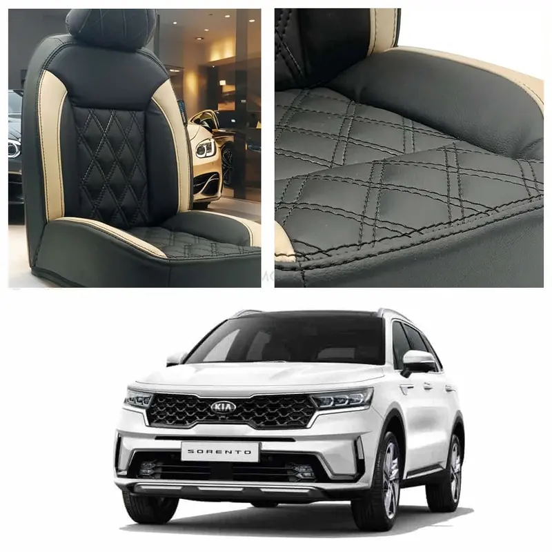 Kia Sorento Diamond Cut Black Beige Seat Covers 7 Seaters 2025 - 2026 1