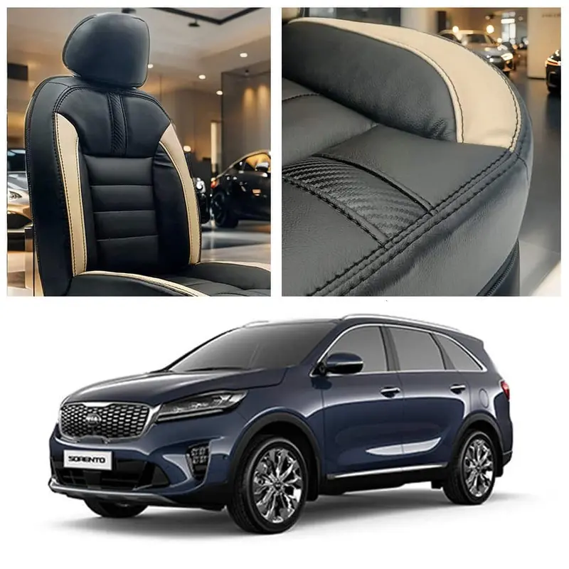 Kia Sorento Hockey Design Black Beige Seat Cover 2021 - 2024 1