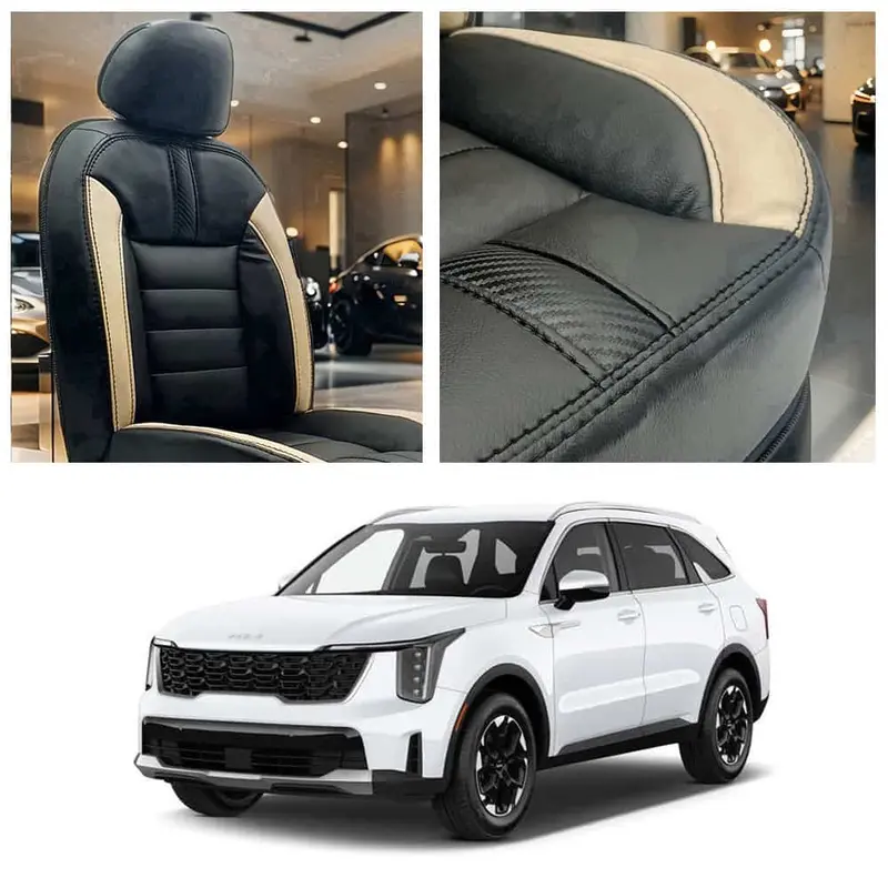 Kia Sorento Hockey Design Black Beige Seat Covers 5 Seaters 2025 - 2026 1