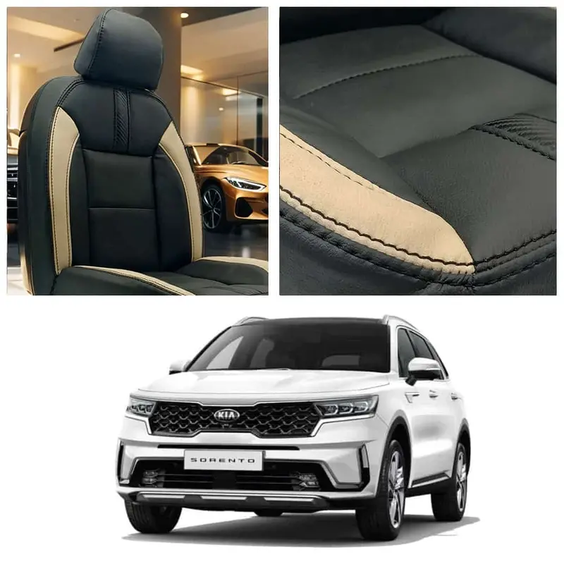 Kia Sorento Type R Black Beige Seat Covers 7 Seaters 2025 - 2026 1