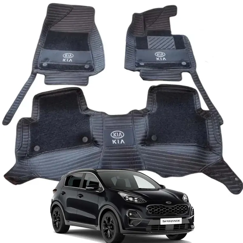 Kia Sportage 10D Floor Mats Black With Black Grass With Logo 3 Pcs - Model 2019-2021 1