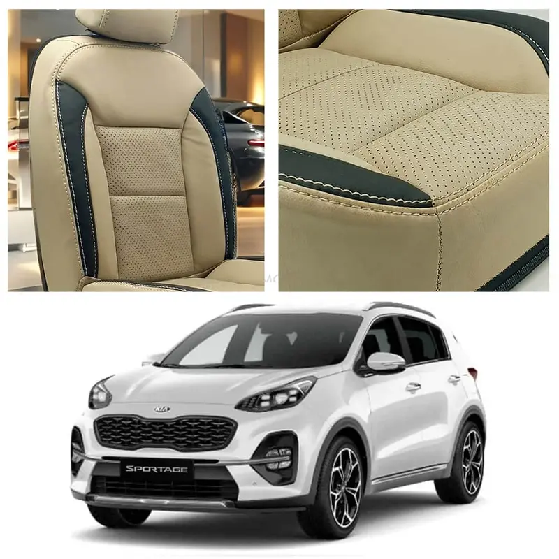Kia Sportage Breathable Beige Black Seat Covers 2019-2024 1
