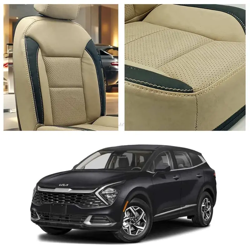 Kia Sportage Breathable Beige Black Seat Covers 2025-2026 1
